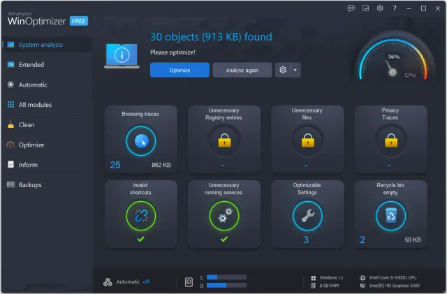 تحميل برنامج صيانة وتسريع النظام وإصلاح الأخطاء وحماية الخصوصية Ashampoo WinOptimizer للويندوز.
