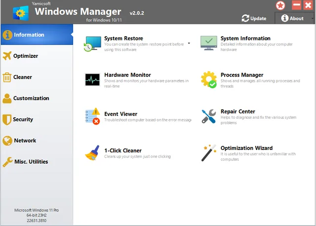 تحميل برنامج تنظيف وتحسين وحماية واصلاح النظام "Windows Manager" للويندوز 