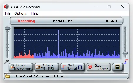 تحميل برنامج تسجيل الصوت على جهاز الكمبيوتر بجودة عالية الدقة AD Audio Recorder للويندوز.